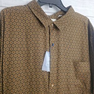 ROWM Crafted 4X Big The Outsider Geo Pattern Button Down Brown Black NWT 1293
